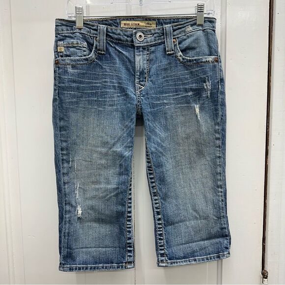 Big Star mid rise distressed Bella bermuda denim jean shorts women's 27 - Picture 1 of 5